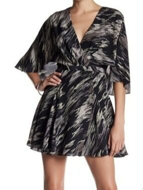 Halston Heritage Abstract Print Silk Dress